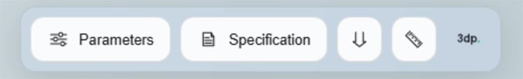 Pergola calculator main menu — Parameters, Specification, Download and Measure tools