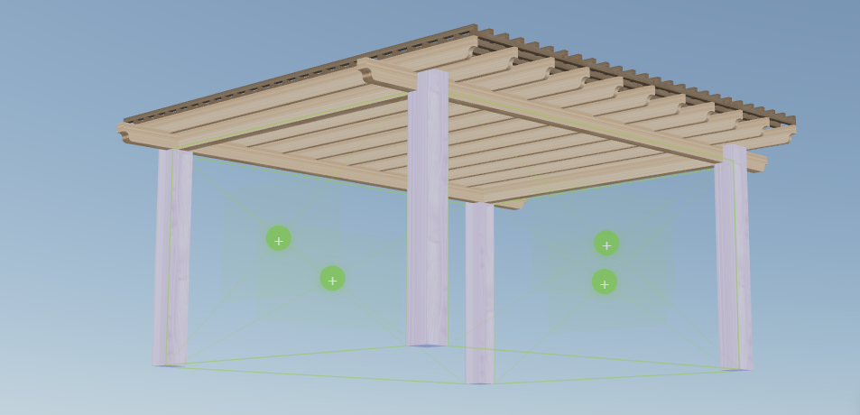 Pergola calculator — selected element group with additional settings
